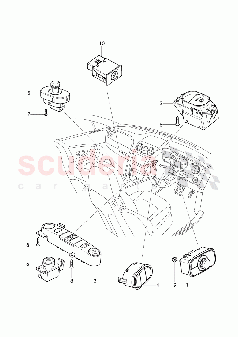 switches in dashboard, switches in console of Bentley Bentley Continental Supersports Convertible (2017+)