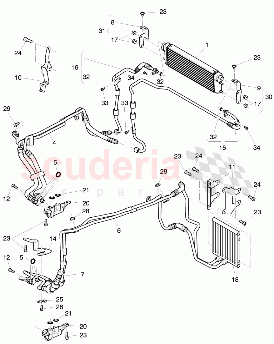 oil pressure line for gear oil cooling, Gear oil cooler, F 3W-C-073 056>>, F ZA-C-073 056>> of Bentley Bentley Continental Supersports (2009-2011)