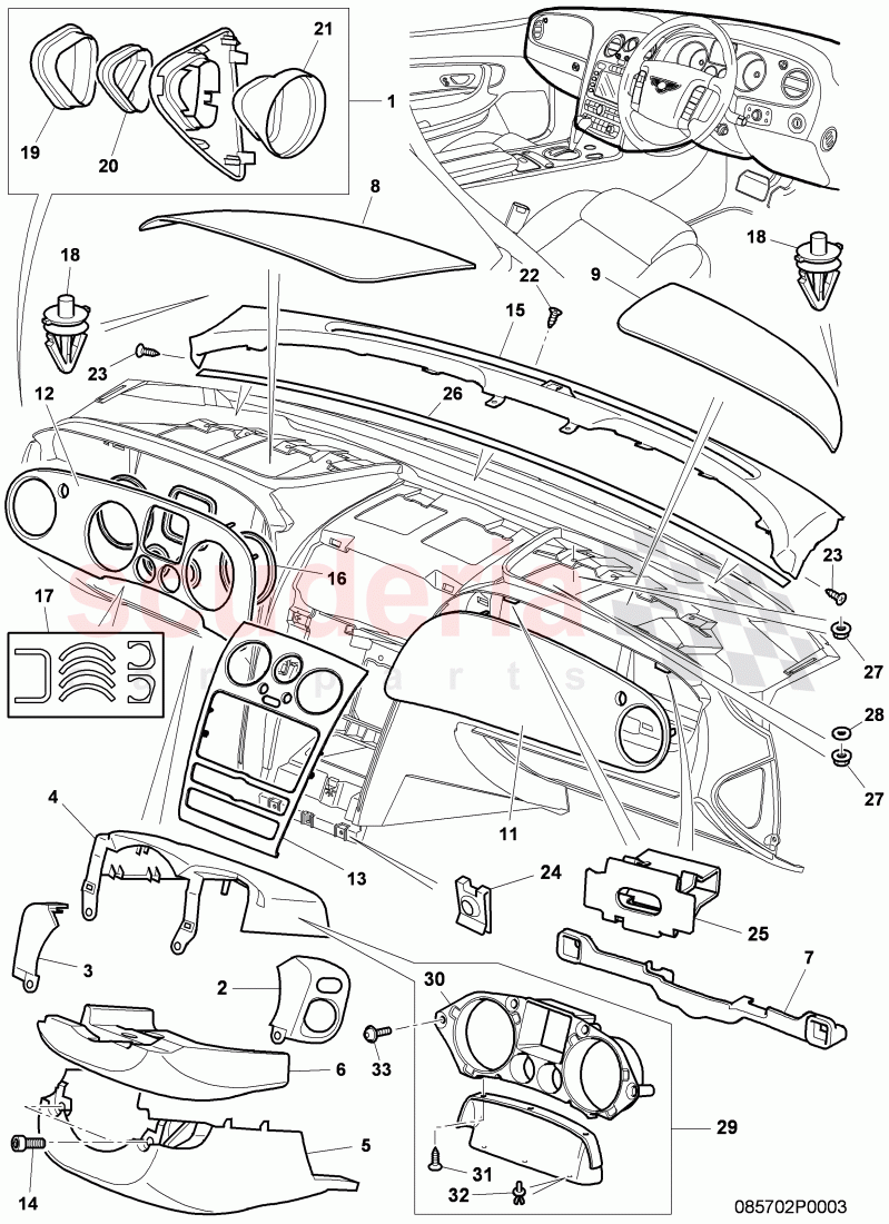 dashboard installation parts, D >> - MJ 2007 of Bentley Bentley Continental GTC (2006-2010)