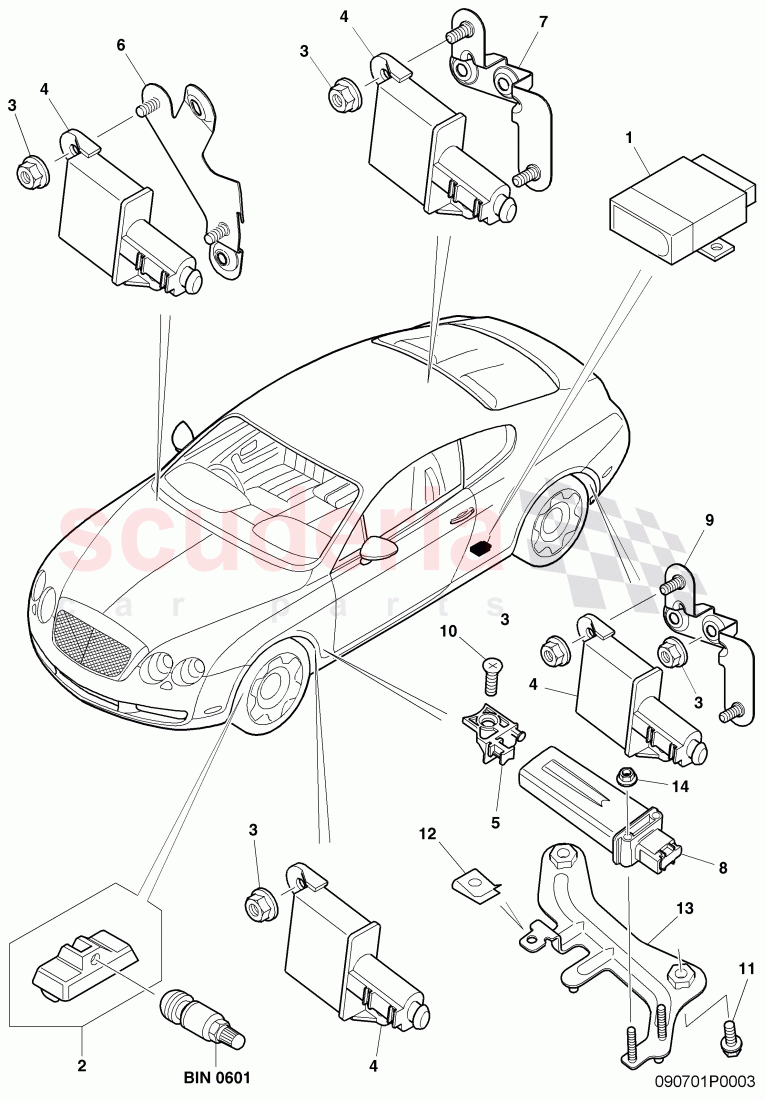 Tire pressure control system, D - MJ 2006>> of Bentley Bentley Continental GT (2003-2010)