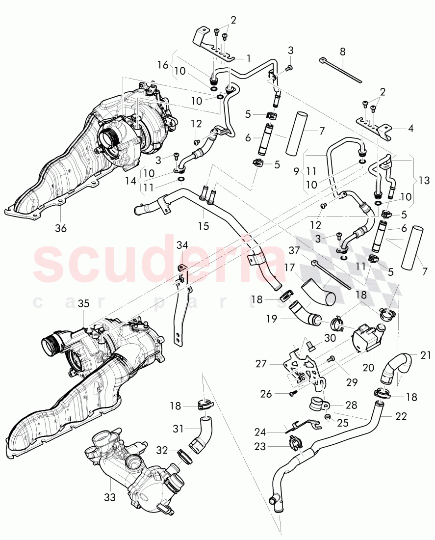 water cooling for turbocharger of Bentley Bentley Continental Flying Spur (2013+)