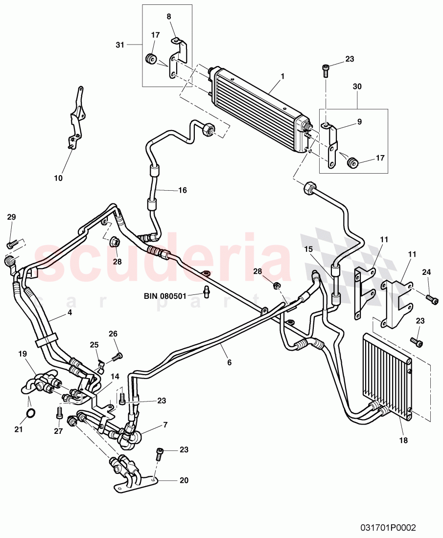 oil pressure line for gear oil cooling, Gear oil cooler, F 3W-6-030 929>> 3W-7-041 092 of Bentley Bentley Continental GT (2003-2010)