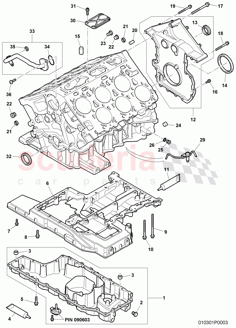 crankcase, oil pan, sealing flange of Bentley Bentley Continental Supersports (2009-2011)