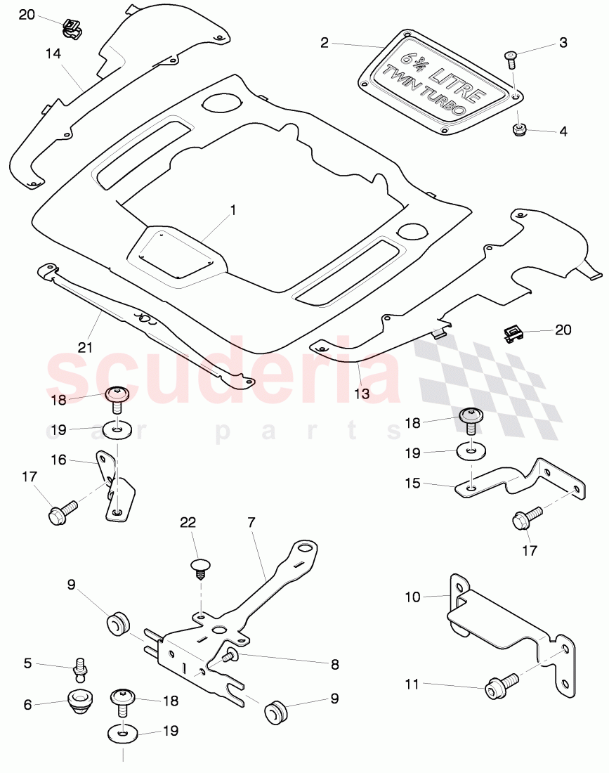 cover for engine compartment, D - MJ 2017>> of Bentley Bentley Mulsanne (2010+)