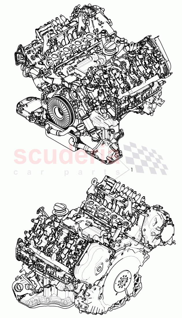 long block, Parts set for engine and gear lowering, mounting parts for engine and transmission, Assembly parts for engine of Bentley Bentley Continental Flying Spur (2013+)