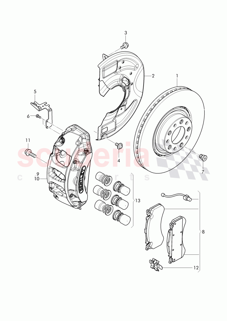 brake disc, splash shield for brake disc, brake caliper of Bentley Bentley Mulsanne (2010+)