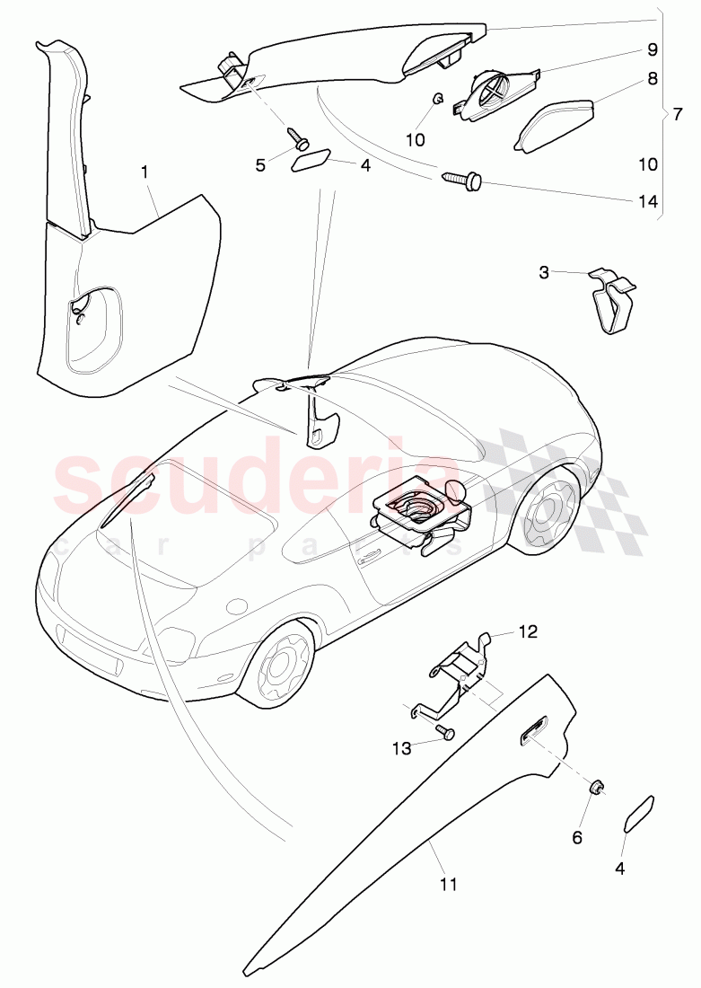 pillar linings of Bentley Bentley Continental Supersports (2009-2011)