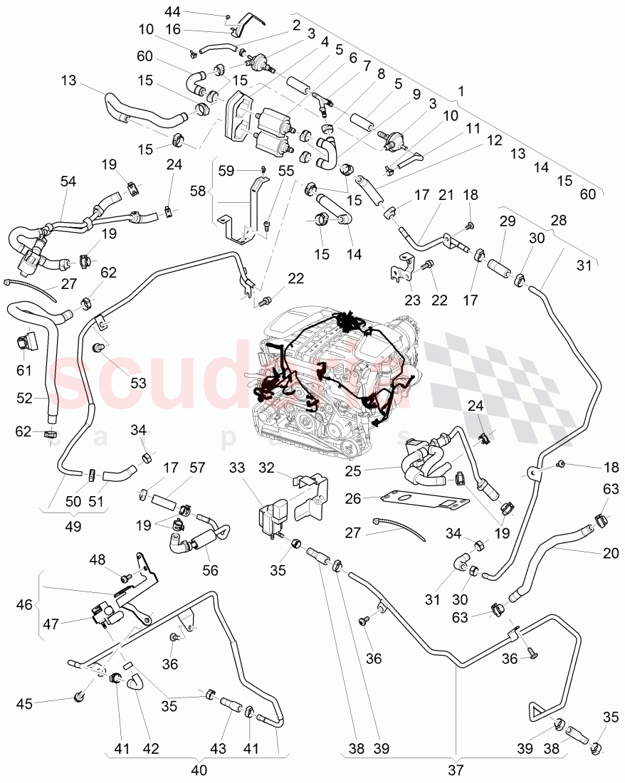 vacuum hoses, solenoid valve, (For turbocharger), D >> - MJ 2015 of Bentley Bentley Continental GT (2011-2018)