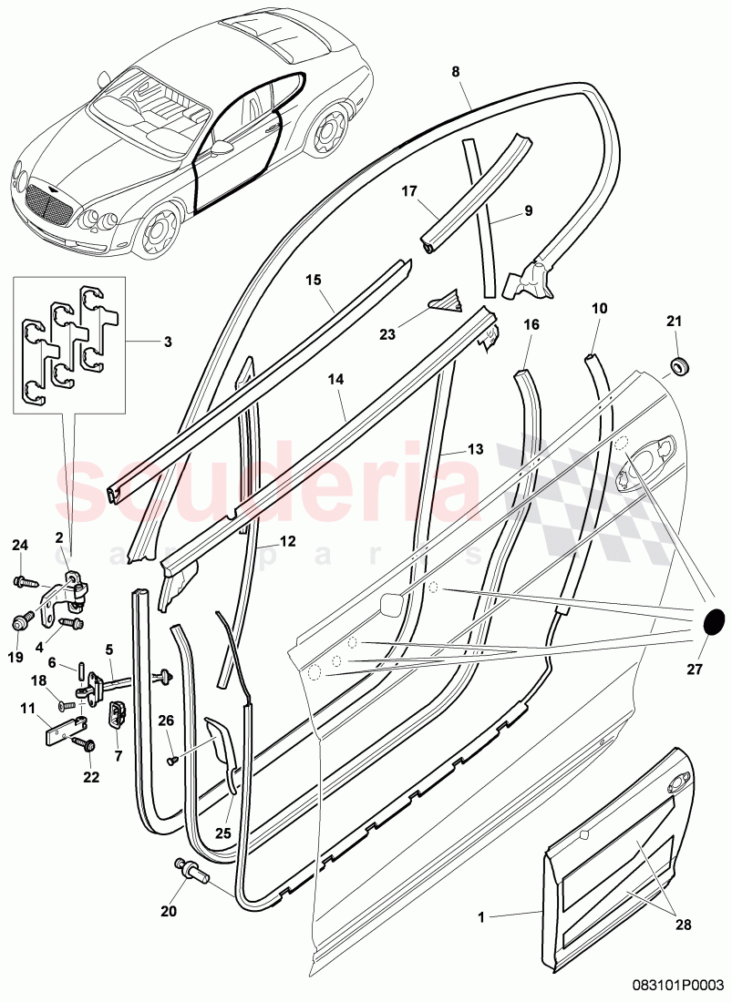 door, door hinge, F >> 3W-7-051 362 of Bentley Bentley Continental GT (2003-2010)