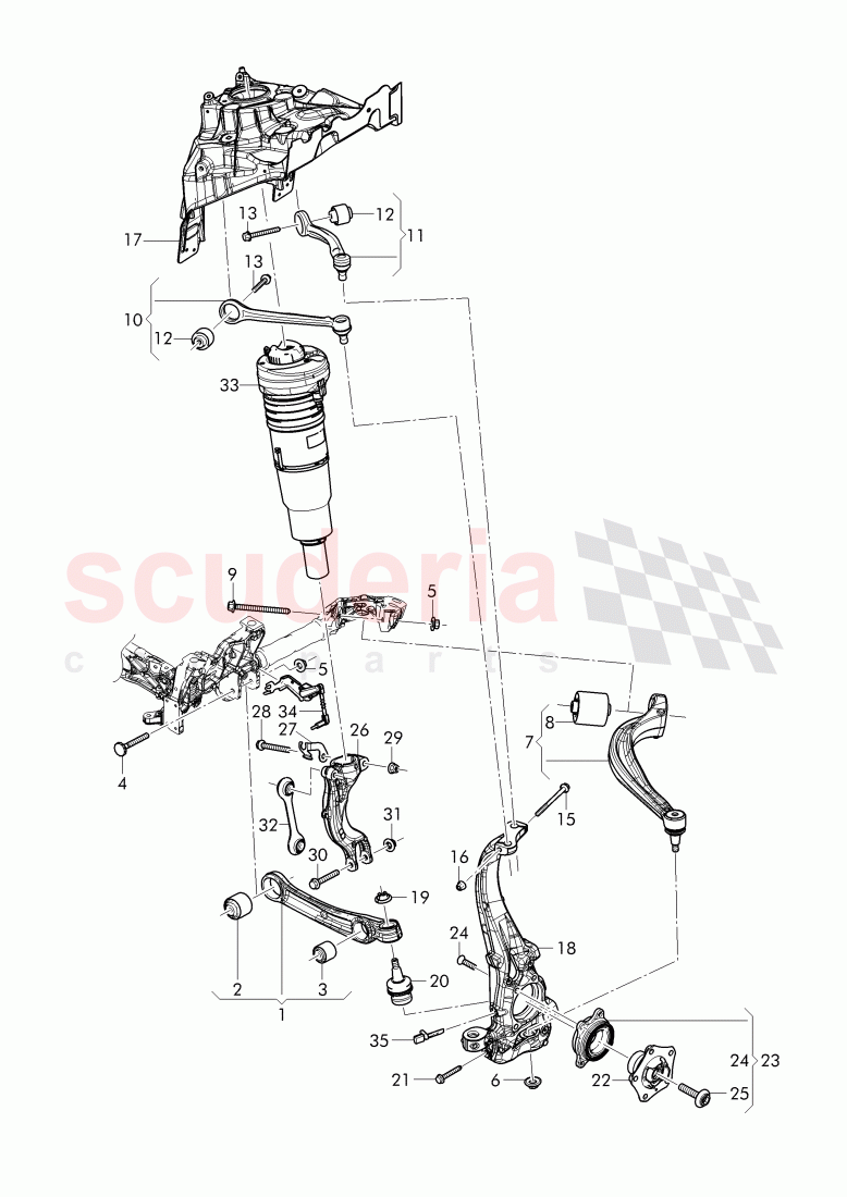 control arm, wishbone link, wheel bearing housing, Suspension fork of Bentley Bentley Bentayga (2015+)