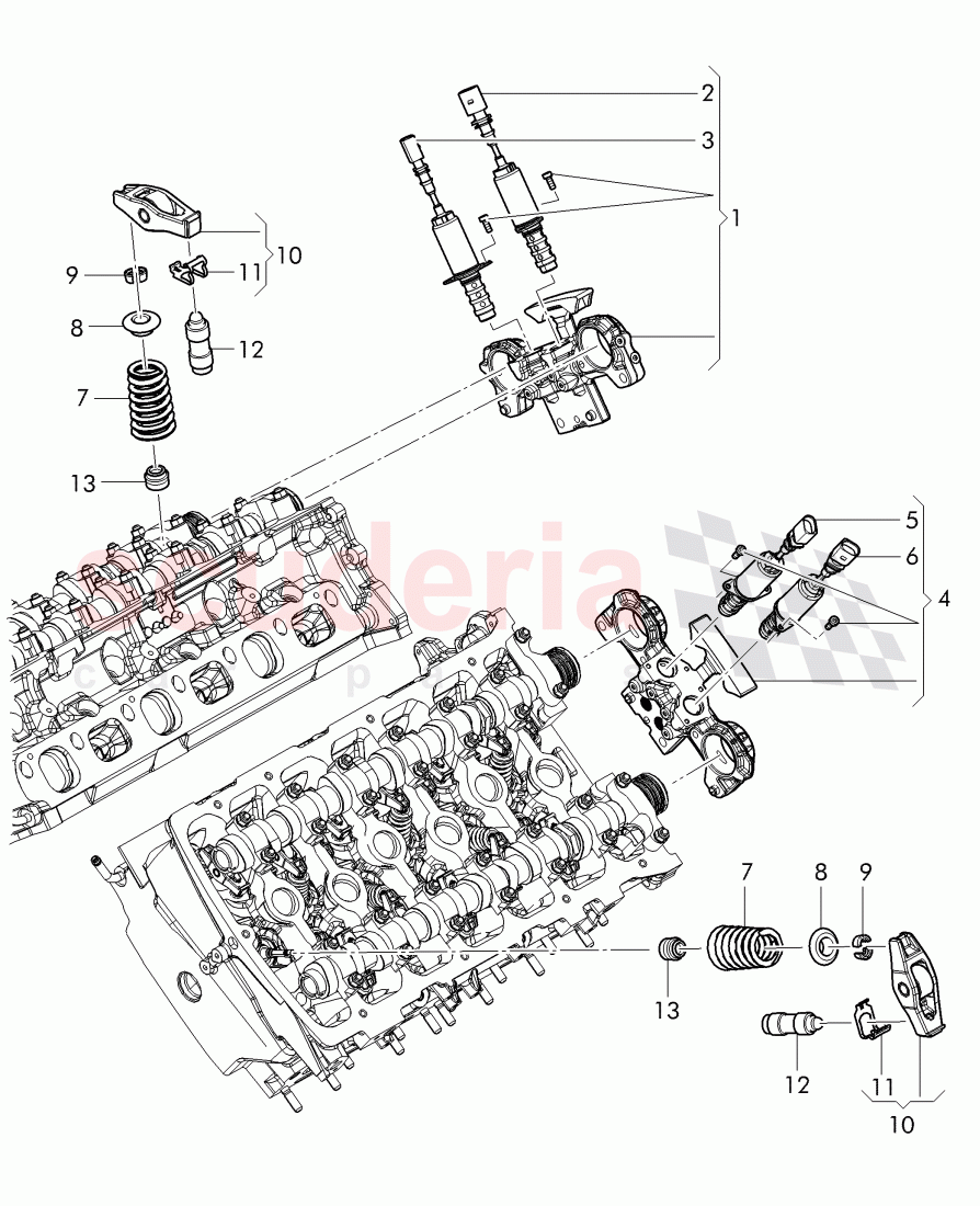 solenoid valve, camshaft adjuster unit, cam follower, roller rocker arm of Bentley Bentley Continental Flying Spur (2013+)