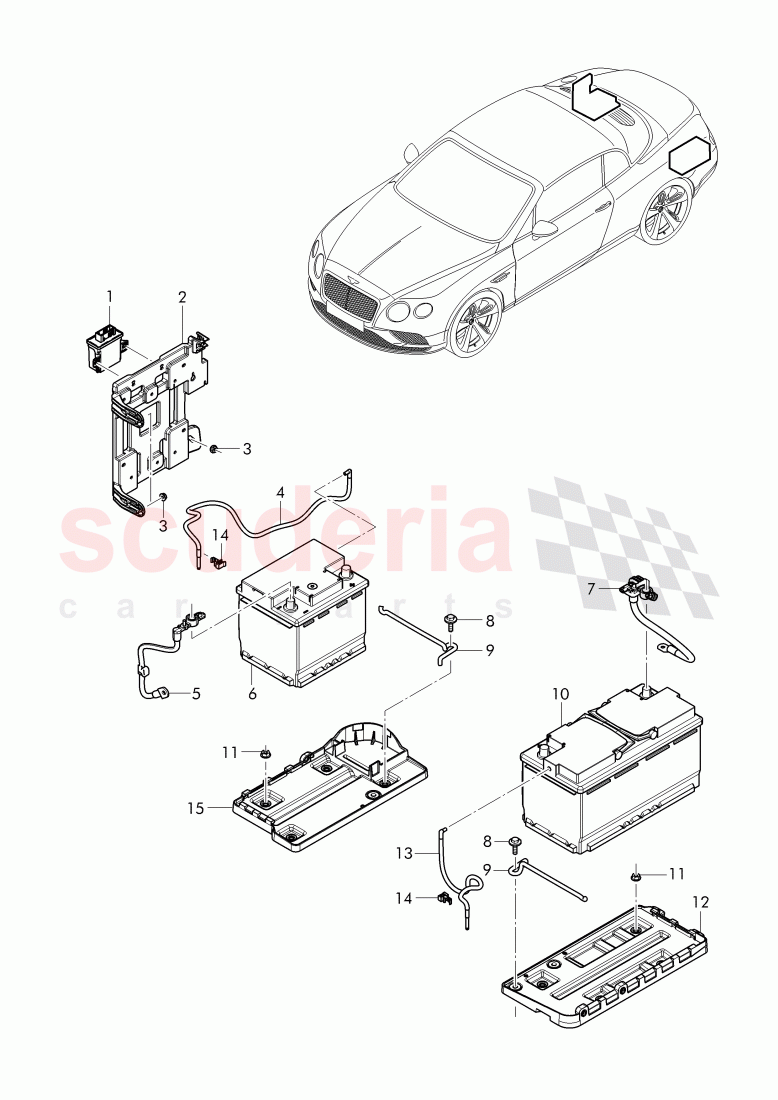 battery, battery mounting, Control unit for battery, monitoring of Bentley Bentley Continental Supersports Convertible (2017+)