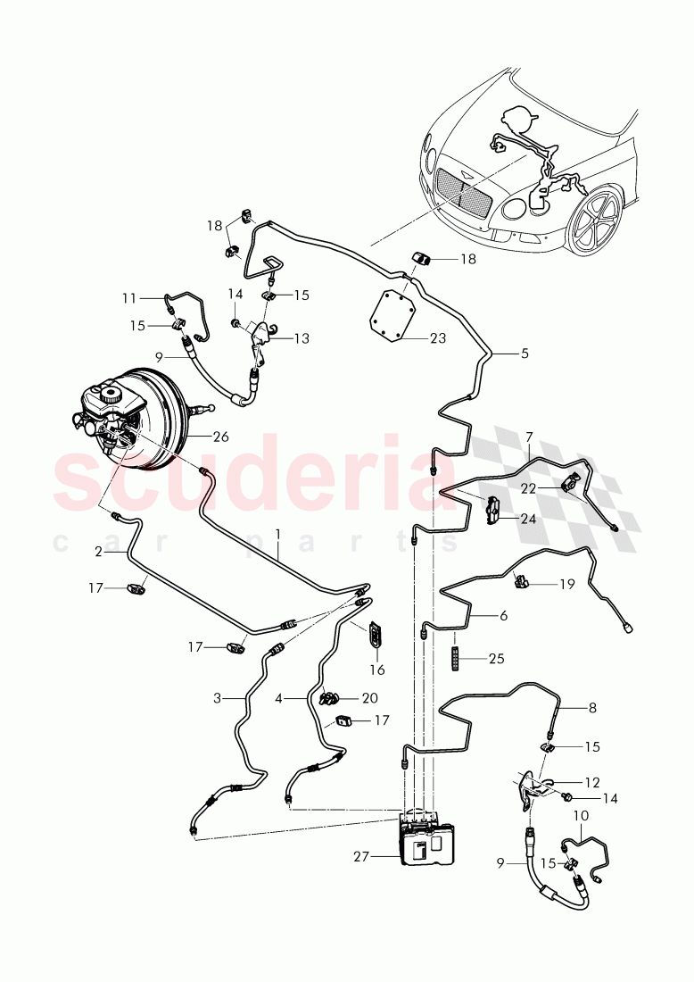 brake line, brake hose of Bentley Bentley Continental GTC (2011+)