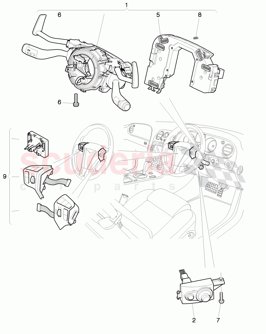 steering column switch, and trim, D - MJ 2012>> of Bentley Bentley Continental Supersports (2009-2011)