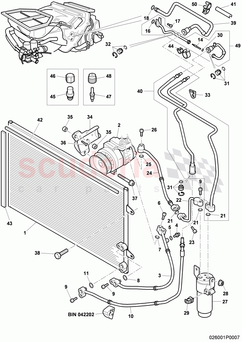 air conditioner compressor, air condtioner condenser, refrigerant circuit, Engine bay, D - MJ 2009>> - MJ 2011 of Bentley Bentley Continental GTC (2006-2010)