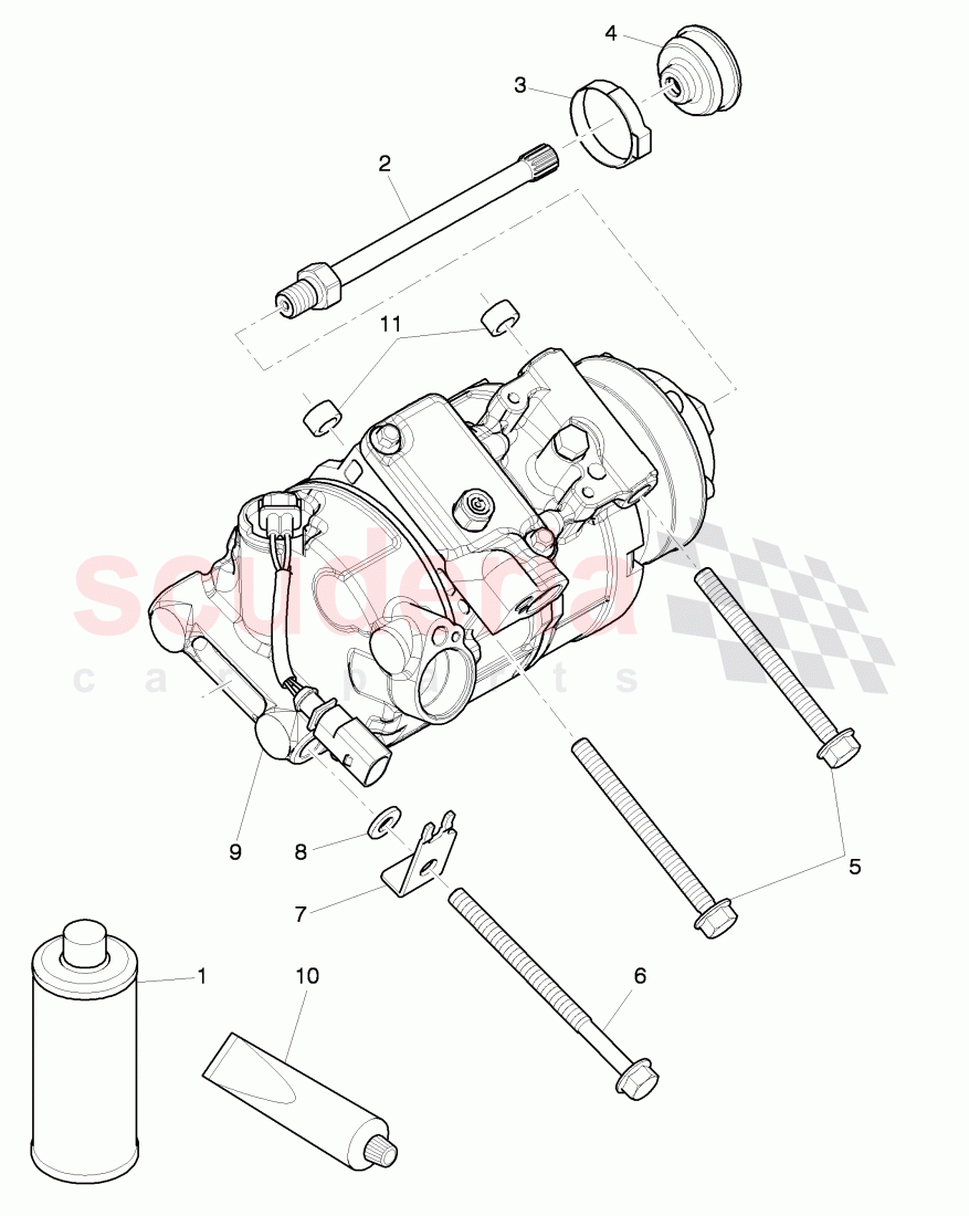 air conditioner compressor, mounting parts for refrigerant compressor, D >> - MJ 2016 of Bentley Bentley Continental GTC (2011+)