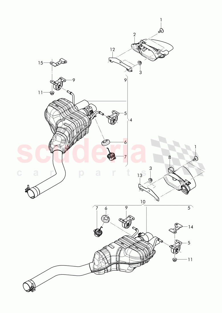 Exhaust muffler with exhaust flap, Exhaust pipe tips of Bentley Bentley Continental Supersports Convertible (2017+)