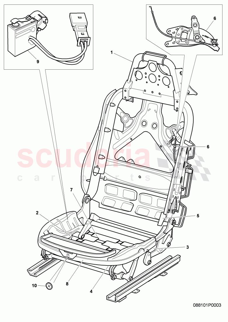 seat frame of Bentley Bentley Continental GTC (2006-2010)