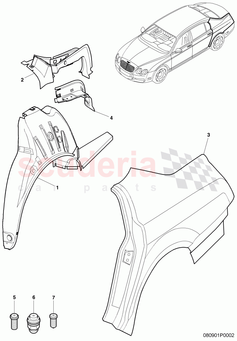 side panel frame of Bentley Bentley Continental Flying Spur (2006-2012)