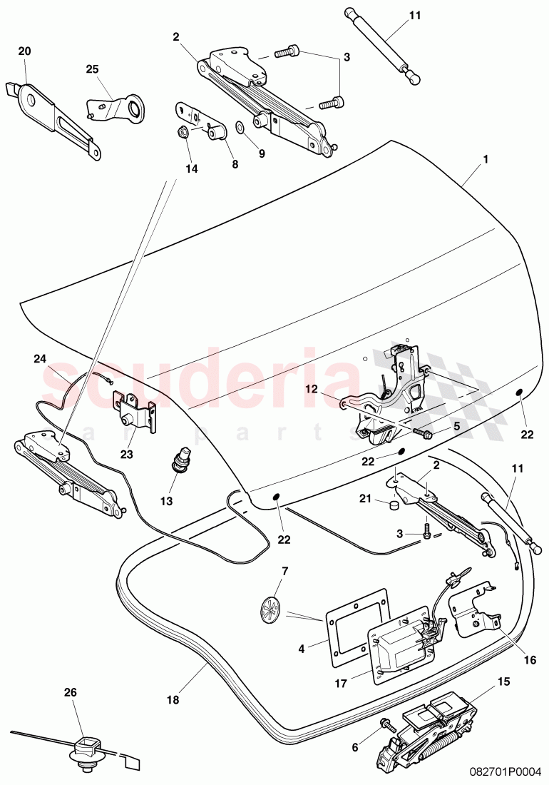 fasteners, for flap, rear, D >> - MJ 2005 of Bentley Bentley Continental Flying Spur (2006-2012)