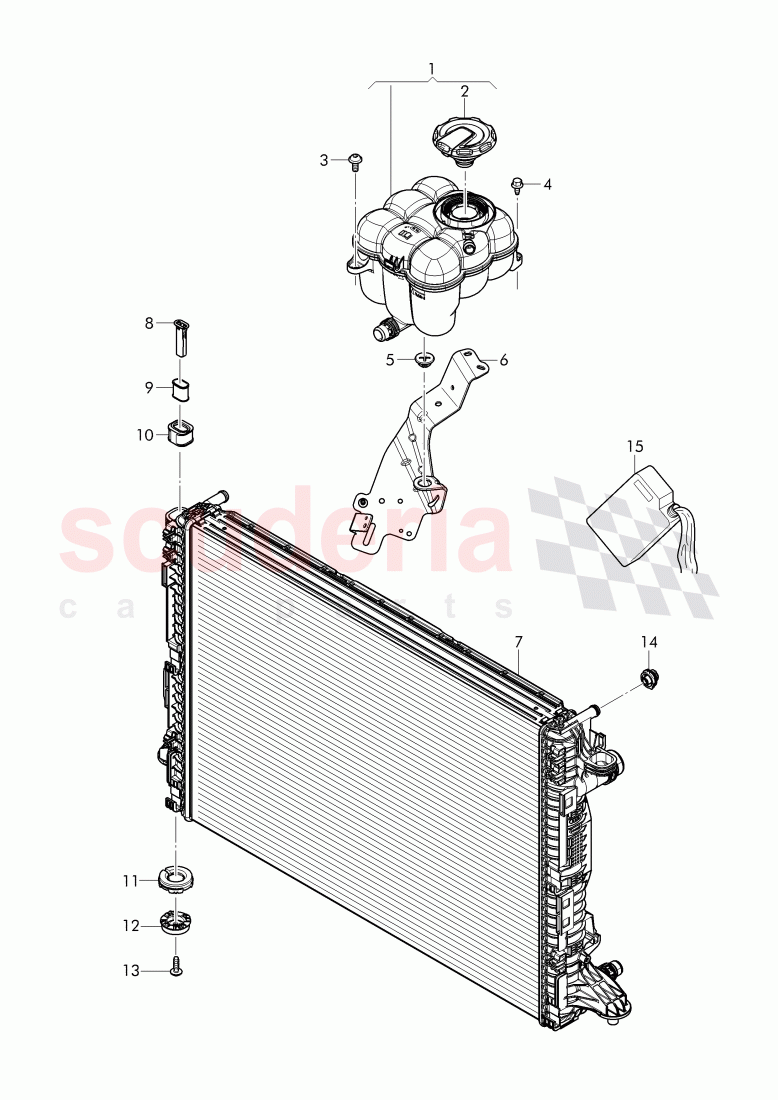 Coolant radiator, reservoir with attachment, parts of Bentley Bentley Bentayga (2015+)