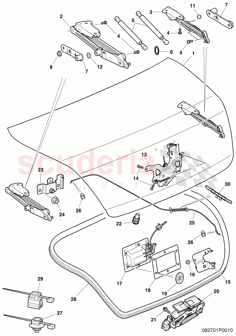 fasteners, for flap, rear, F 3W-6-038 070>>, F ZA-A-062 464>> of Bentley Bentley Continental Flying Spur (2006-2012)