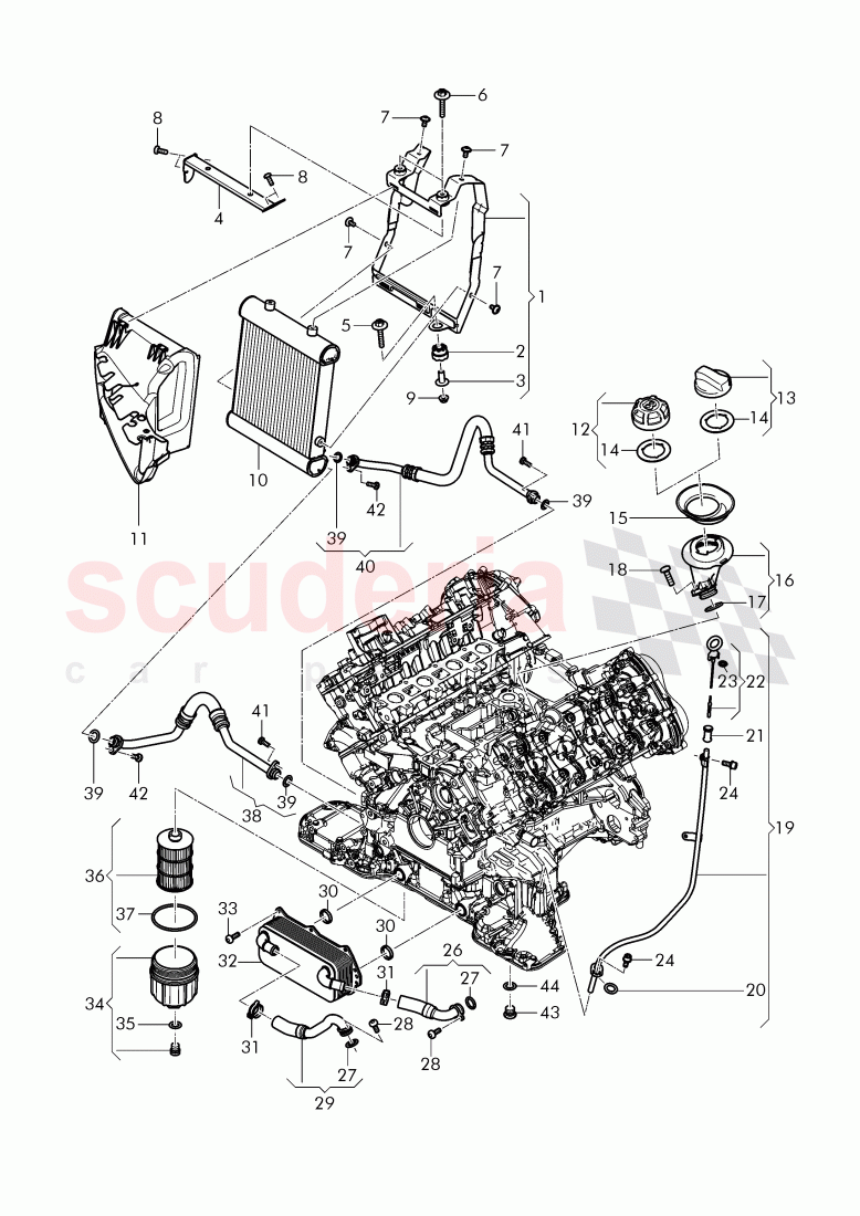 oil dipstick with tube, oil filter, oil cooler, D - MJ 2015>> of Bentley Bentley Continental GTC (2011+)