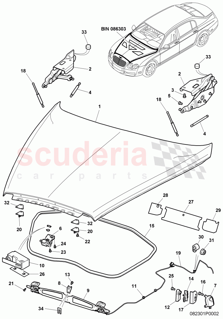 Hood, D - MJ 2008>>, F >> 3W-8-056 710 of Bentley Bentley Continental GT (2003-2010)