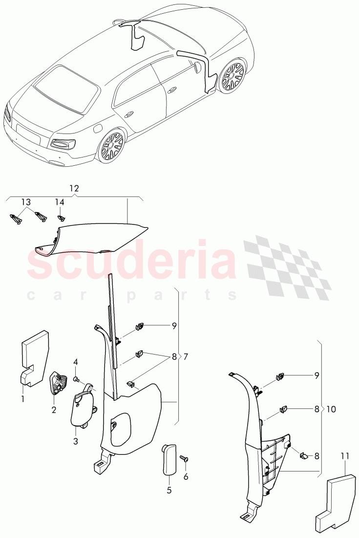 lining, pillar a of Bentley Bentley Continental Flying Spur (2013+)