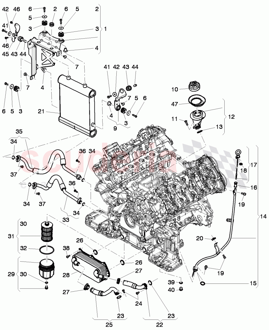 oil dipstick with tube, oil filter, oil cooler, D >> - MJ 2014 of Bentley Bentley Continental GT (2011-2018)