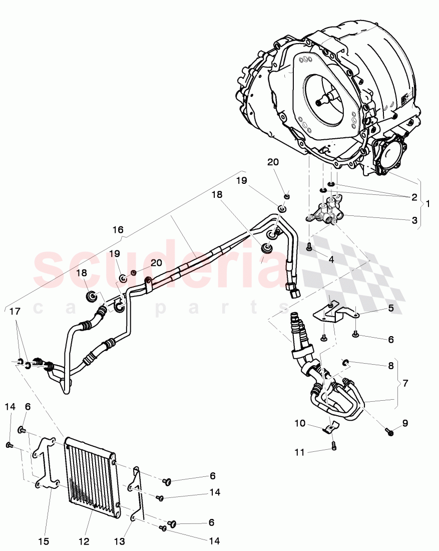 Gear oil cooler, oil pressure line, differential, for 6 speed automatic transm. of Bentley Bentley Continental GT (2011-2018)