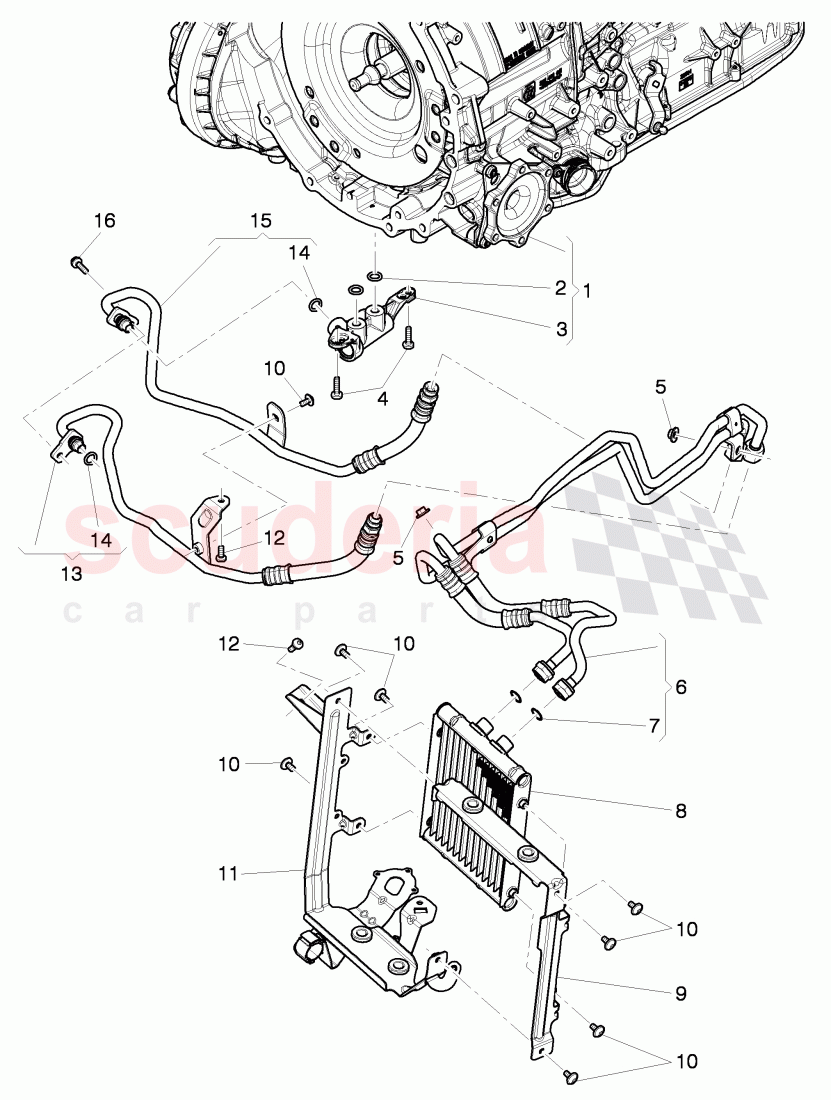 Gear oil cooler, oil pressure line, differential, D >> - MJ 2014 of Bentley Bentley Continental GT (2011-2018)