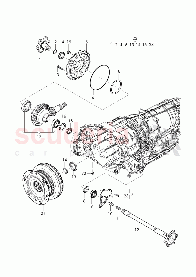 small parts kit, for front axle differential, for 8-speed automatic gearbox of Bentley Bentley Bentayga (2015+)