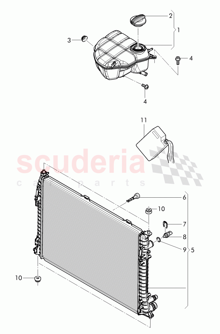 Coolant radiator, reservoir with attachment, parts, D - MJ 2015>> of Bentley Bentley Continental GT (2011-2018)