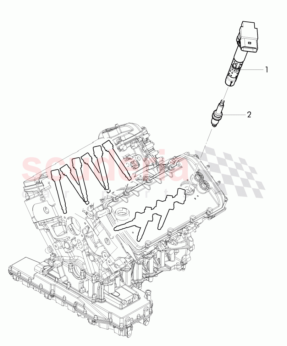 ignition coil with spark plug connector, spark plug of Bentley Bentley Continental Flying Spur (2013+)