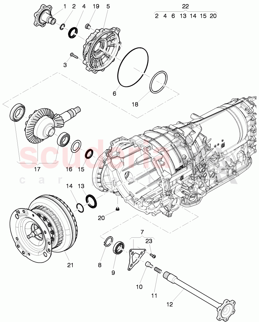 small parts kit, for front axle differential, for 8-speed automatic gearbox of Bentley Bentley Continental GTC (2011+)