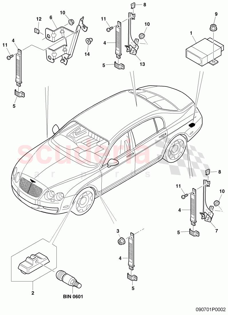 Tire pressure control system, D - MJ 2005>> - MJ 2005 of Bentley Bentley Continental Flying Spur (2006-2012)