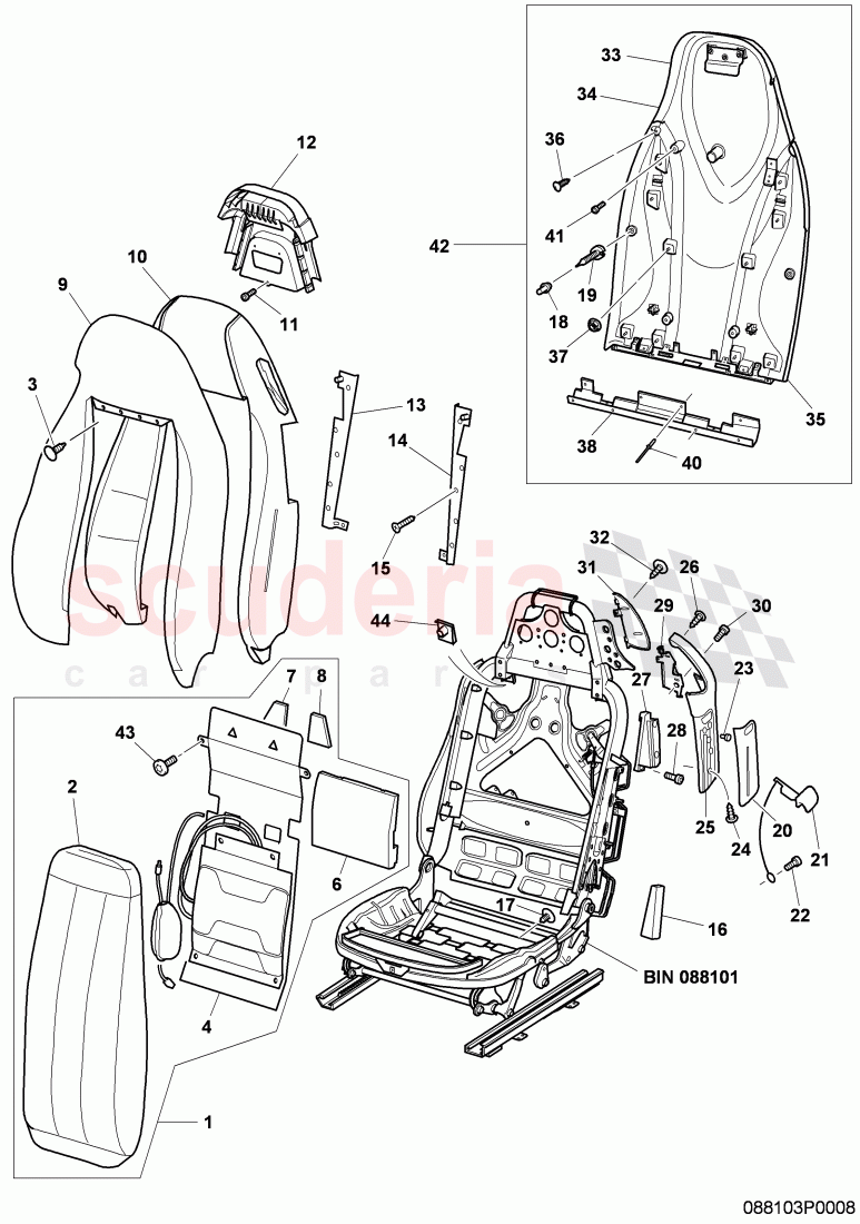 Seat Squab and Headrest, F 3W-A-034 388>>, F ZA-A-034 388>> of Bentley Bentley Continental GT (2003-2010)