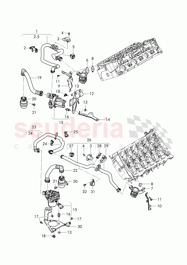 secondary air pump, secondary air control valve, pipes and hoses for purge system, D - MJ 2015>> of Bentley Bentley Continental GT (2011-2018)