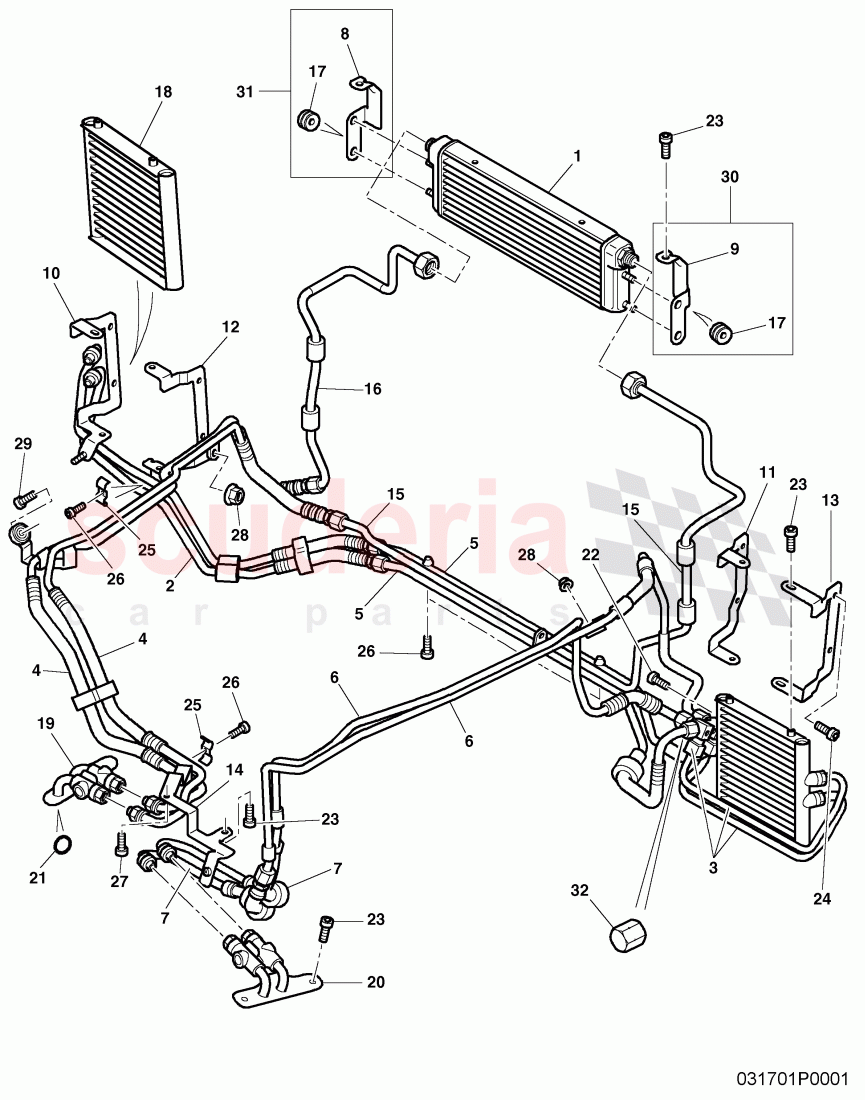 oil pressure line for gear oil cooling, Gear oil cooler, F >> 3W-5-026 829 of Bentley Bentley Continental GT (2003-2010)