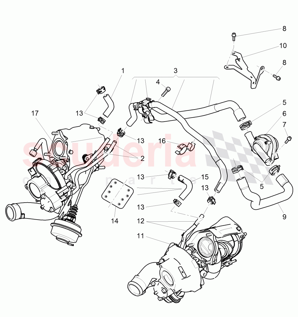 water cooling for turbocharger of Bentley Bentley Continental GT (2011-2018)