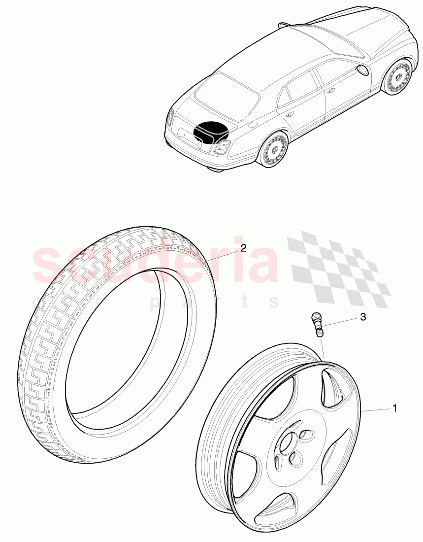 diaginal tire (spare wheel), alloy wheel of Bentley Bentley Mulsanne (2010+)