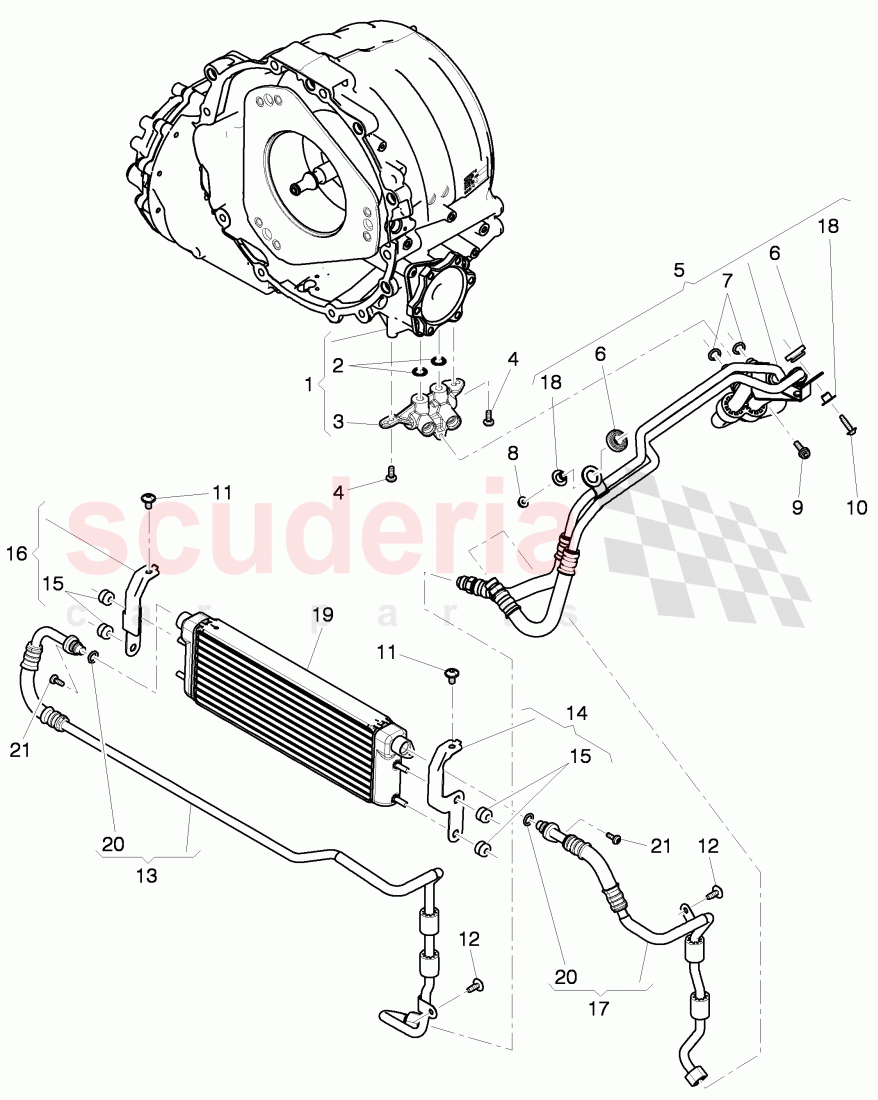 oil pressure line for gear oil cooling, Gear oil cooler, F 3W-C-073 056>>, F ZA-C-073 056>> of Bentley Bentley Continental GT (2011-2018)