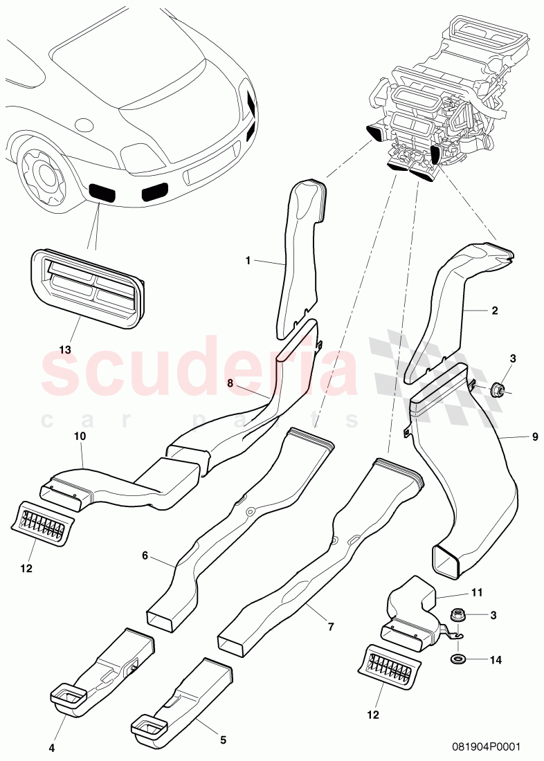 Rear Compartment Ducting, D >> - MJ 2006 of Bentley Bentley Continental GT (2003-2010)