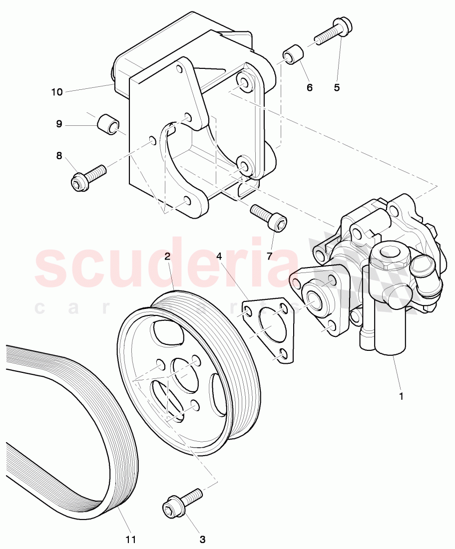 vane type pump with ribbed, belt pulley, bracket for vane pump of Bentley Bentley Continental GT (2003-2010)