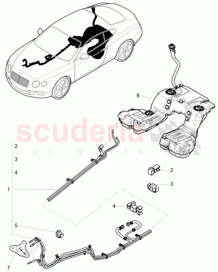 1 set of fuel lines, clip, D - MJ 2014>> - MJ 2014 of Bentley Bentley Continental GT (2011-2018)