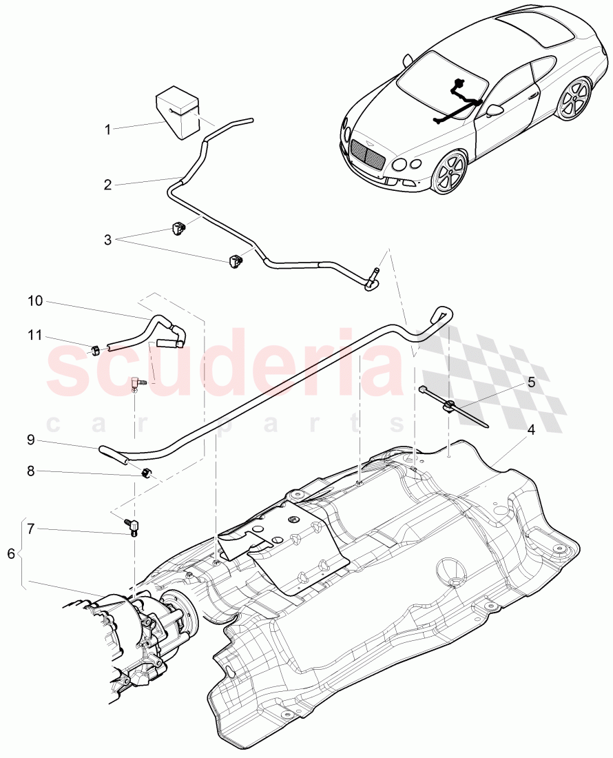 Breather line, for automatic transmission, F 3W-C-073 054>>, F ZA-C-073 054>> of Bentley Bentley Continental GT (2011-2018)