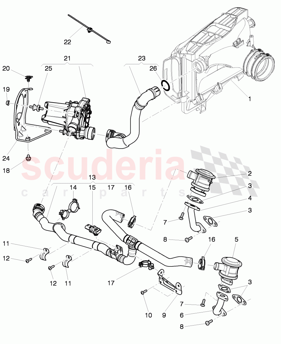 secondary air pump, secondary air control valve, pipes and hoses for purge system, D >> - MJ 2014 of Bentley Bentley Continental GTC (2011+)