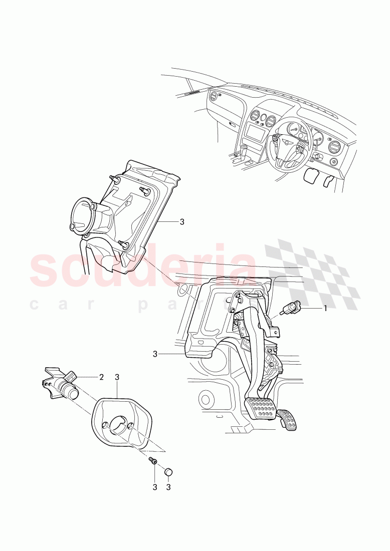 switches at pedal cluster of Bentley Bentley Continental Supersports Convertible (2017+)