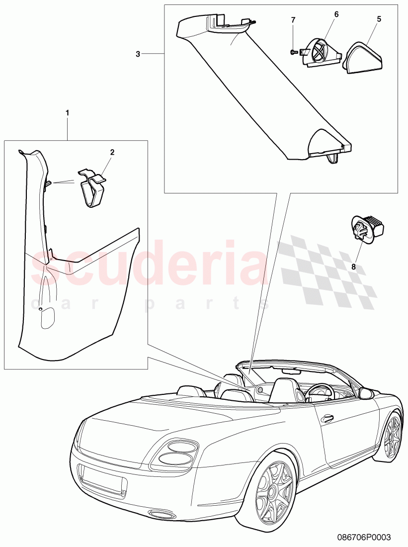 quarter trim panel of Bentley Bentley Continental GTC (2006-2010)